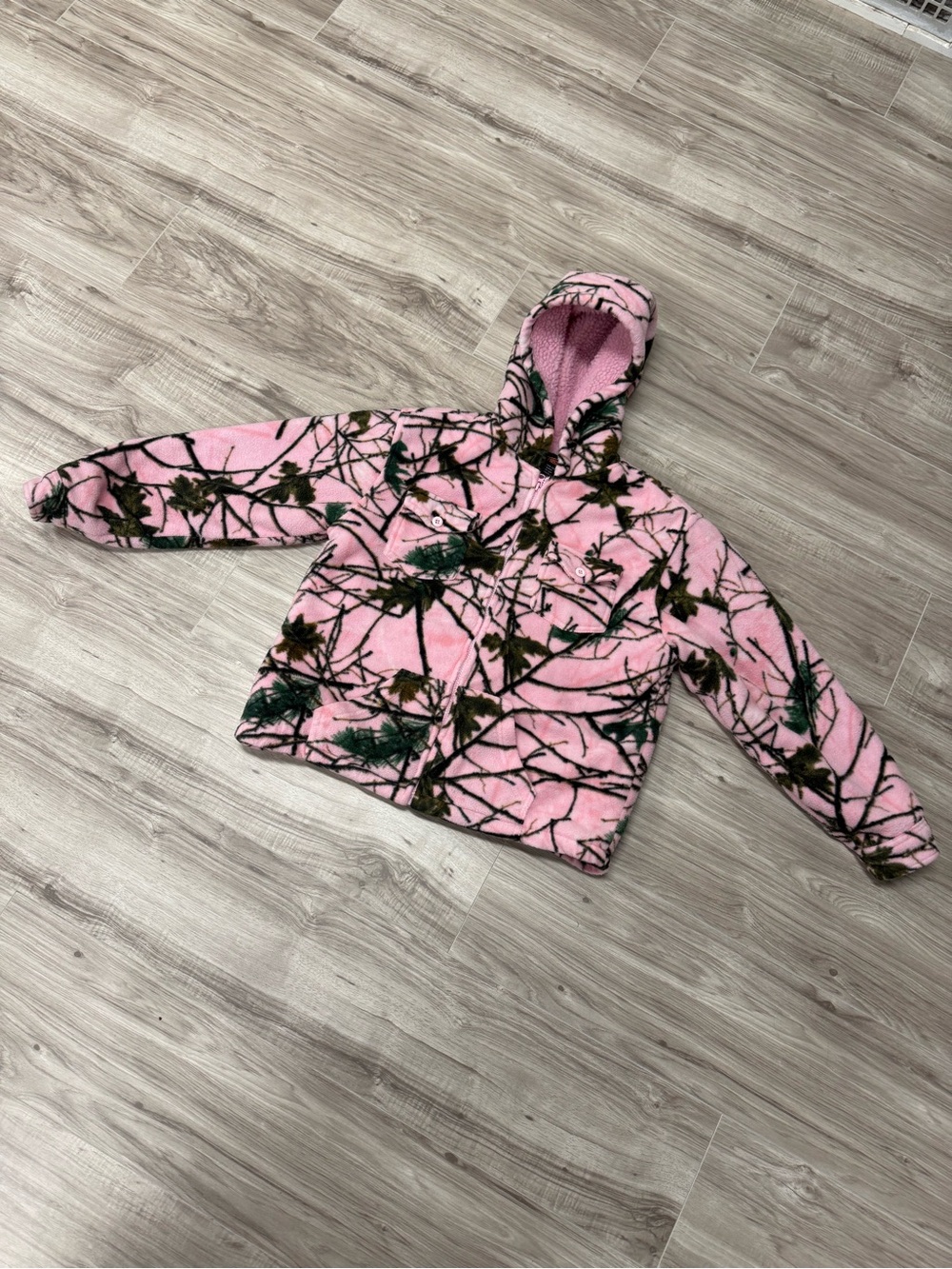 Trail Crest Kids Pink Camouflage Fleece Hooded Jacket Girls L 14-16 Comfy Warm